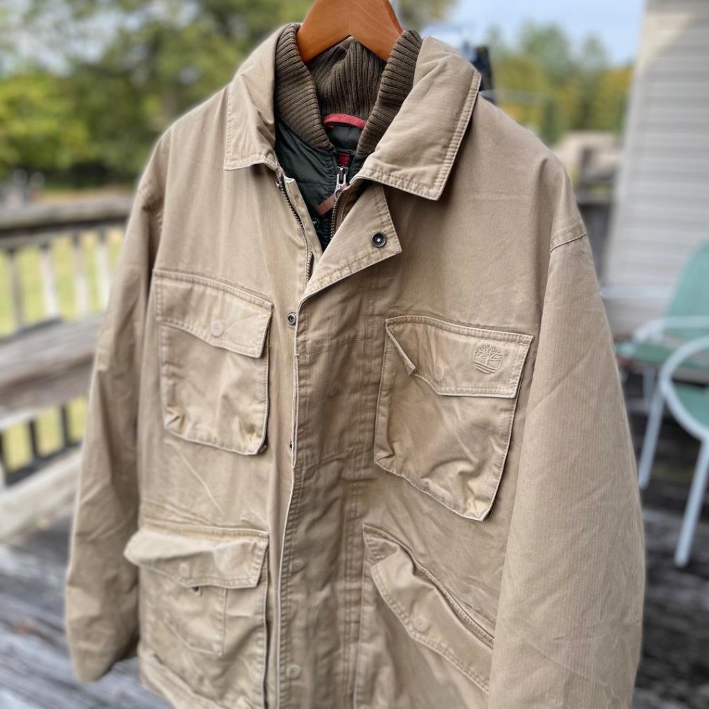 Vintage Timberland Weathergear Men's Jacket Khaki Water-Repellent Size Large